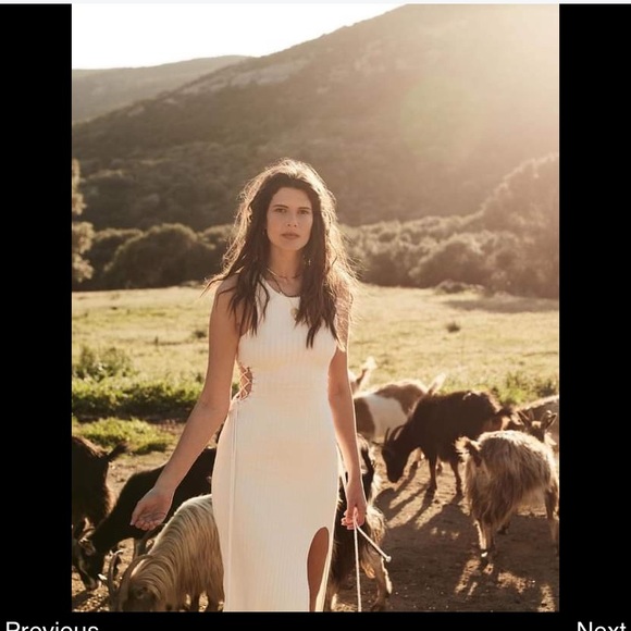 NWT NISSE Elbise Dragon maxi slit tank Dress side lace cutout ropes Navy Blue - Picture 4 of 17